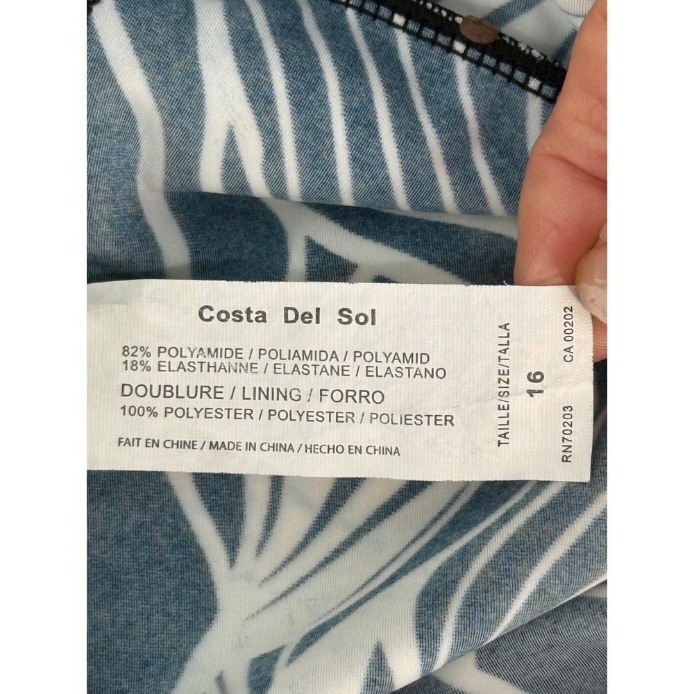 Costa Del Sol Black White‎ Floral Tankini Swim Top Women's Sz 16 Twist Front - Picture 9 of 10